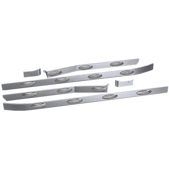 3 Inch Stainless Steel Cab-Sleeper Panels W/ 14 M1 Amber/Clear LEDs For Freightliner Cascadia 116BBC