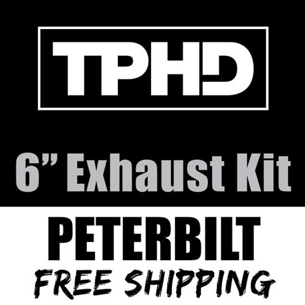 TPHD Chrome 6 Inch Exhaust Kit With Long Drop Elbows For Peterbilt 379, 378 & 389 Glider