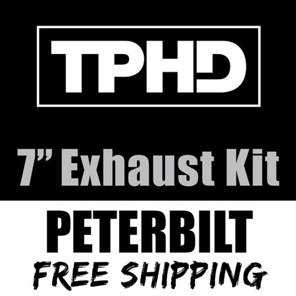 TPHD Chrome 7 Inch Exhaust Kit With Long Drop Elbows For Peterbilt 379, 378 & 389 Glider