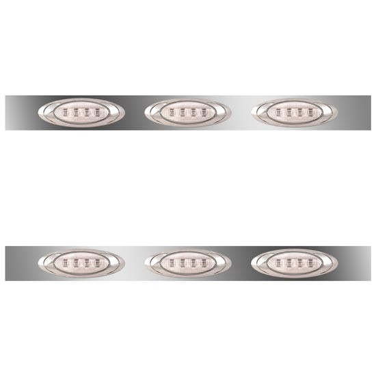 58 Inch Stainless Steel Sleeper Panels W/ 6 P1 Amber/Clear LEDs For Freightliner Century, Columbia