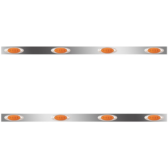 70 Inch Stainless Steel Sleeper Panels W/ 8 P1 Amber/Amber LEDs For Freightliner Century, Columbia