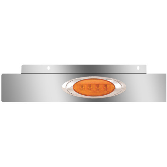 21 Inch Stainless Steel Extension Panels W/ 2 P1 Amber/Amber LEDs For Freightliner Century, Columbia