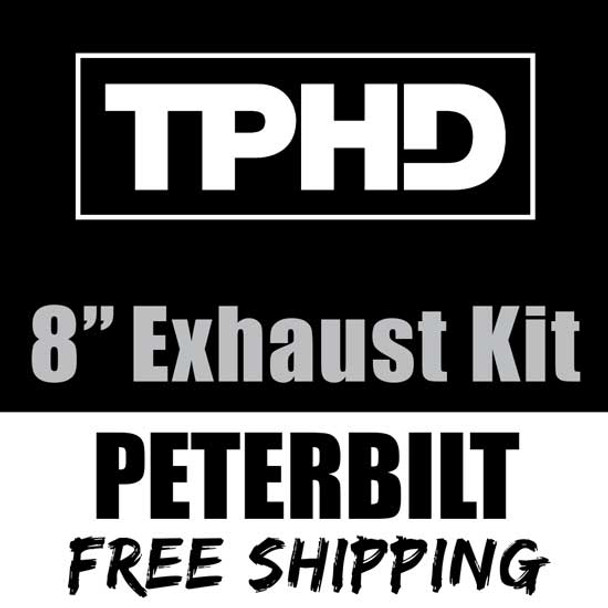 TPHD Chrome 8 Inch Exhaust Kit With Long Drop Elbows For Peterbilt 379, 378 & 389 Glider