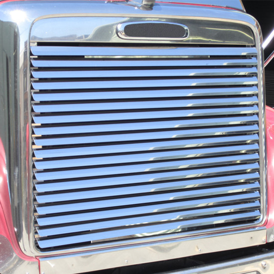 Polished Aluminum Grille Insert With 18 Horizontal Louvers For Freightliner Coronado