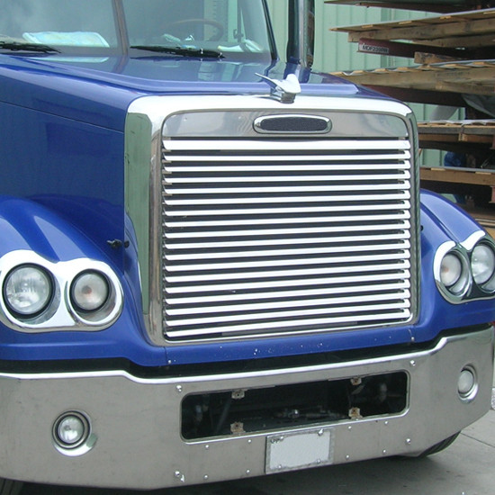 Polished Aluminum Grille Insert With 18 Horizontal Louvers For Freightliner Coronado