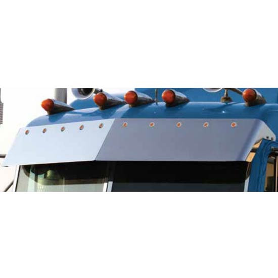 14 Inch Blind Mount Drop Visor W/ 10 3/4 Inch Light Holes For Peterbilt