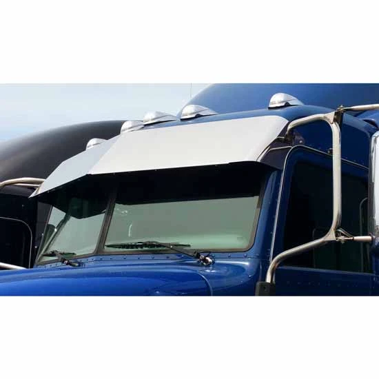14 Inch Stainless Steel Blind Mount Drop Visor For Peterbilt Ultracab W/ Cab-Mounted Mirrors