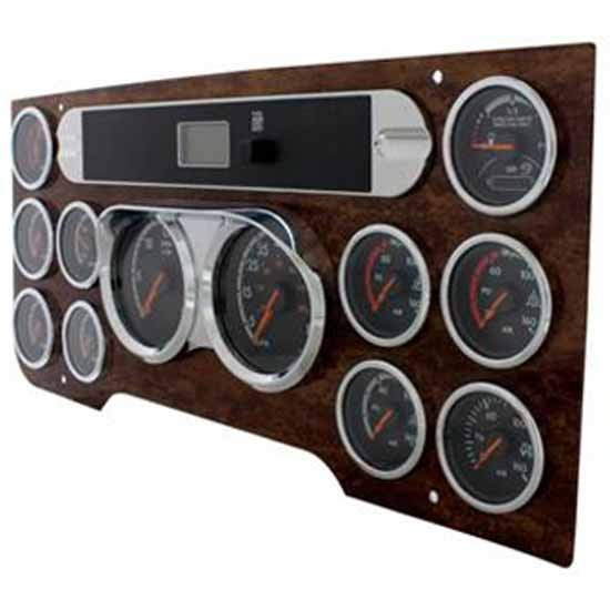 Chrome Plastic 2 Gauge Cluster Cover W/ Visor For Freightliner