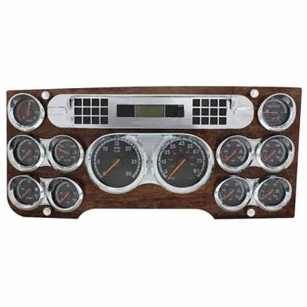Chrome Plastic Small 2 Gauge Cluster Cover W/ Visors For Freightliner