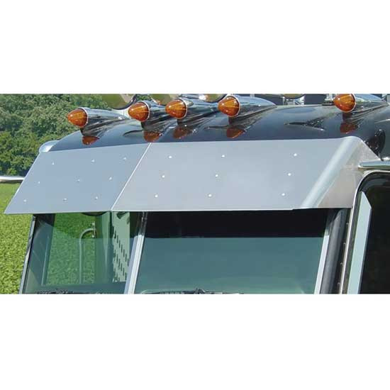 14.5 inch Stainless Steel Standard Drop Visor For Peterbilt UltraCab W/ Door-Mounted Mirrors