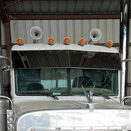 Peterbilt 379, 378, 385, 386, 388, 389 14 Inch Stainless Steel Blind Mount Drop Visor