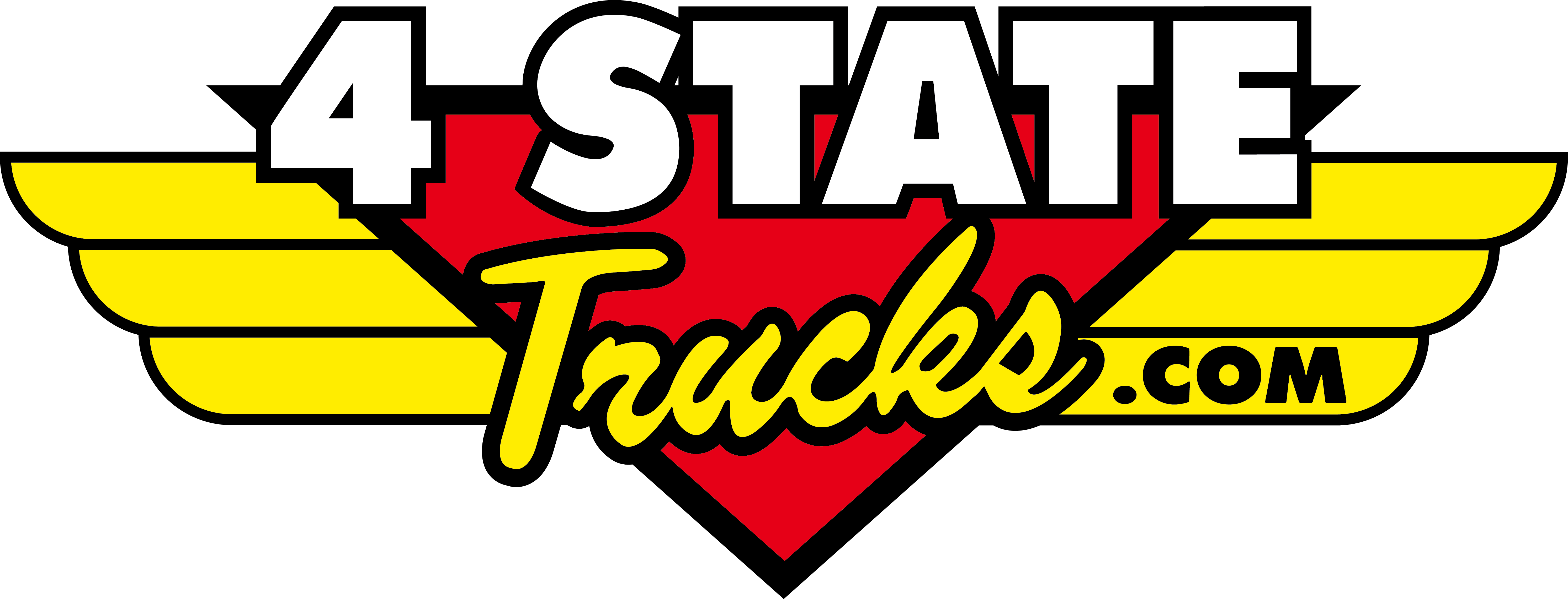 4 State Trucks logo with red diamond and yellow wings symbolizing the company’s heritage and dedication to truck parts since 1979