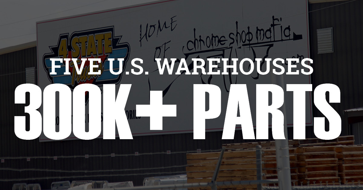 Banner highlighting 4 State Trucks’ five US warehouses and 300,000+ truck parts, linking to the We Know Parts page