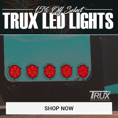 15% off select TRUX LED lighting for heavy-duty trucks and semi trucks
