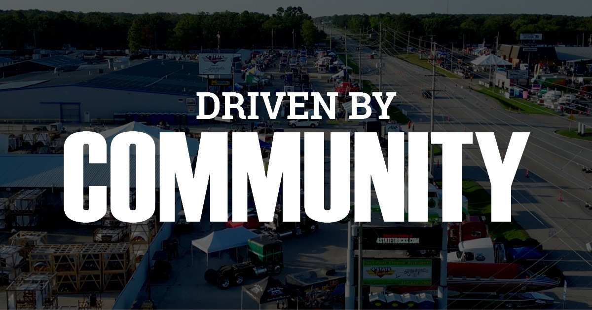 Driven by Community banner linking to 4 State Trucks We Pay It Forward page highlighting the company’s charitable initiatives