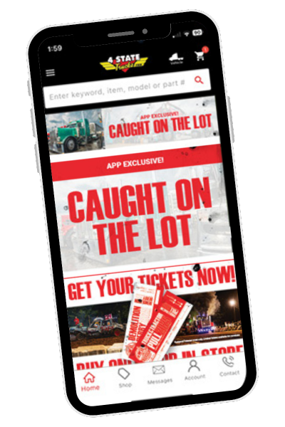 4 State Trucks App exclusive games preview featuring Caught on the Lot and seasonal app-only promotions, prizes, and giveaways.