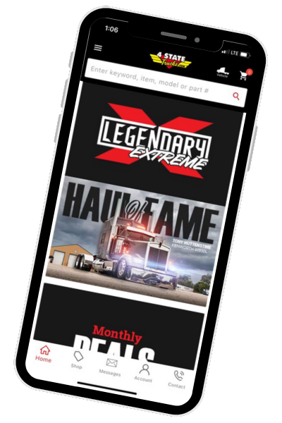 4 State Trucks App exclusive content preview featuring Haul of Fame builds, behind-the-scenes stories, blogs, and video interviews of custom rigs.