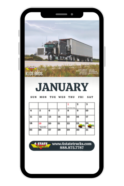 4 State Trucks App monthly drops featuring downloadable Chrome Shop Mafia calendars, truck show dates, custom screensavers, and exclusive digital extras.