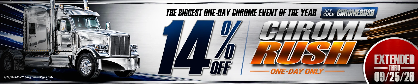 Chrome Rush countdown – 14% off semi truck parts and chrome accessories at 4 State Trucks