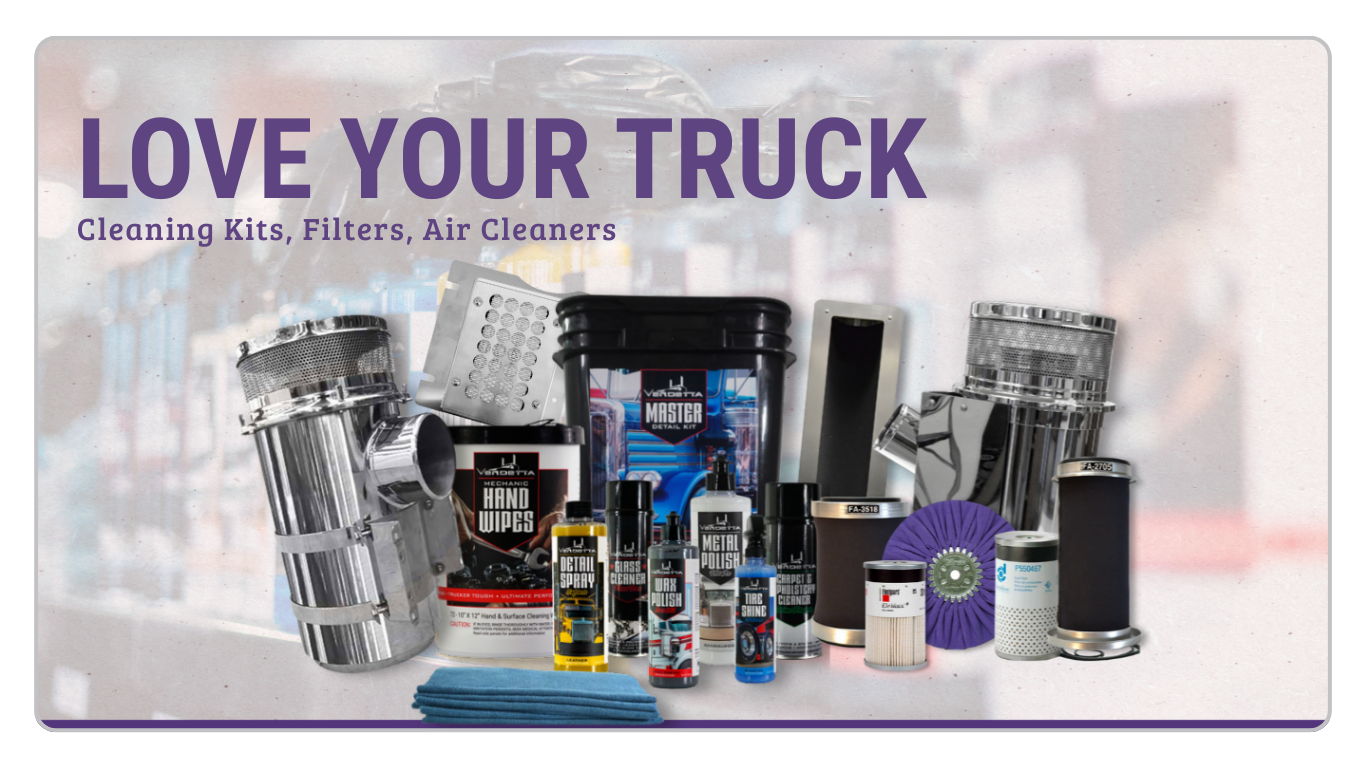 Love Your Truck cleaning kits, air filters, and air breathers for semi trucks