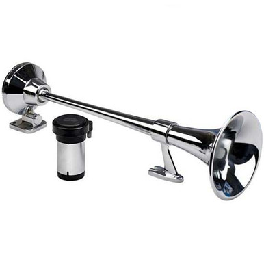 Giant 28 X 8.25 X 4.5 Inch Rectangular Chrome 130 Decibel 330Hz Low Range  Air Horn - 4 State Trucks