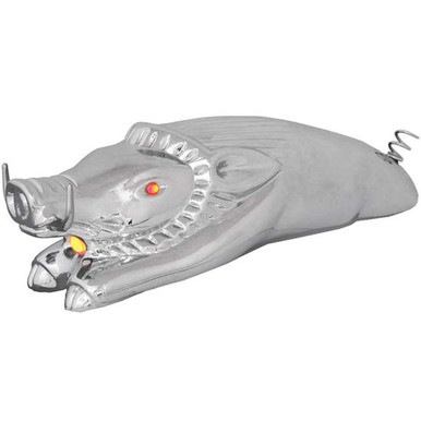 UAT Flaming Skull Hood Ornament – LED Lighted Eyes – Fits Peterbilt, Freightliner, Kenworth – Chrome