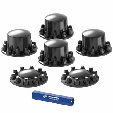 33MM Black Top Hat Kit With Rounded Caps & Nut Covers For 2 Steer & 4 ...