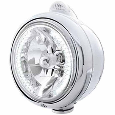 United Pacific Stainless Steel Headlight For Peterbilt 359 – Bullet Half-Moon With LED Turn Signal-925808