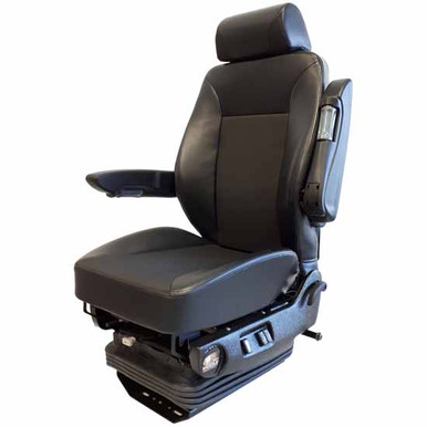 Knoedler Air Chief Truck Seat W/ Heat/Cool, Massage, 2 Lumbar Supports,  Dual Armrests, Swivel - Black Leather - 4 State Trucks