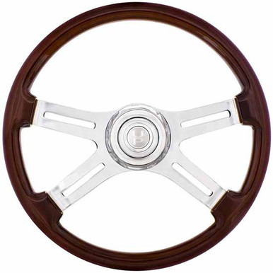 29-32 Ford - Most Models 14 Inch Polished (9 Hole) Classic Steering Wheel Mahogany Wood with Brass Rivets Half Wrap 29-32 Ford - Most Models 14 Inch Polished (9 Hole) Classic Steering Wheel Mahogany Wood with Brass Rivets Half Wrap