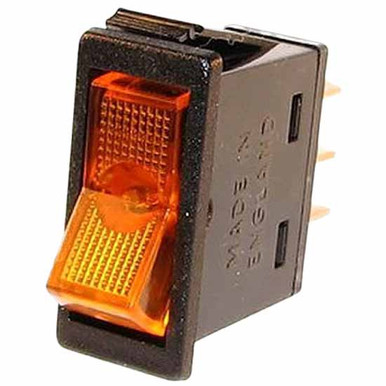 Illuminated Amber Rocker Switch , 20A At 12V For 7/16 Inch x 1-1/8 Inch ...