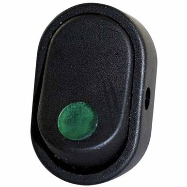 Illuminated Green Oval Rocker Switch , 16A At 12V For 1/2 Inch Hole - 4 ...