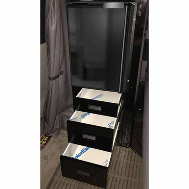 Black 2 Drawer Cabinet W/ Refrigerator Mount & Microwave Passenger Side For  Kenworth W900 - 4 State Trucks