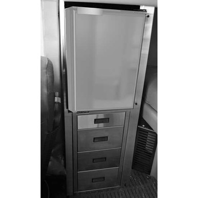 Brushed Stainless One Drawer Cabinet With Refrigerator & Microwave For  Peterbilt Driver Side