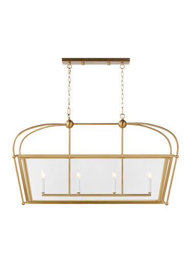 Visual Comfort Studio Chapman & Myers Charleston Traditional 4 Light  Pendant in Satin Brass VCS-5291004-848