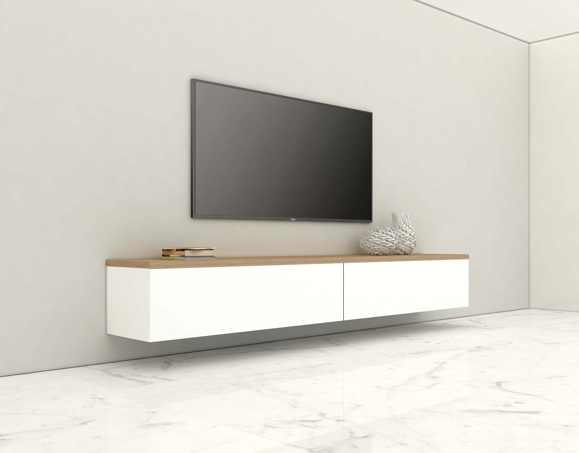 Buy Brisbane Floating Wood Top TV Wall Unit Online Just Modern Furniture