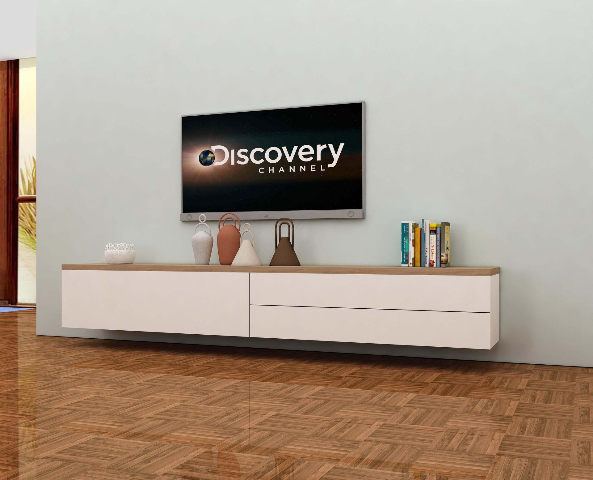 Gold Coast Floating Wood Top TV Wall Unit( FREE FREIGHT) JUST MODERN