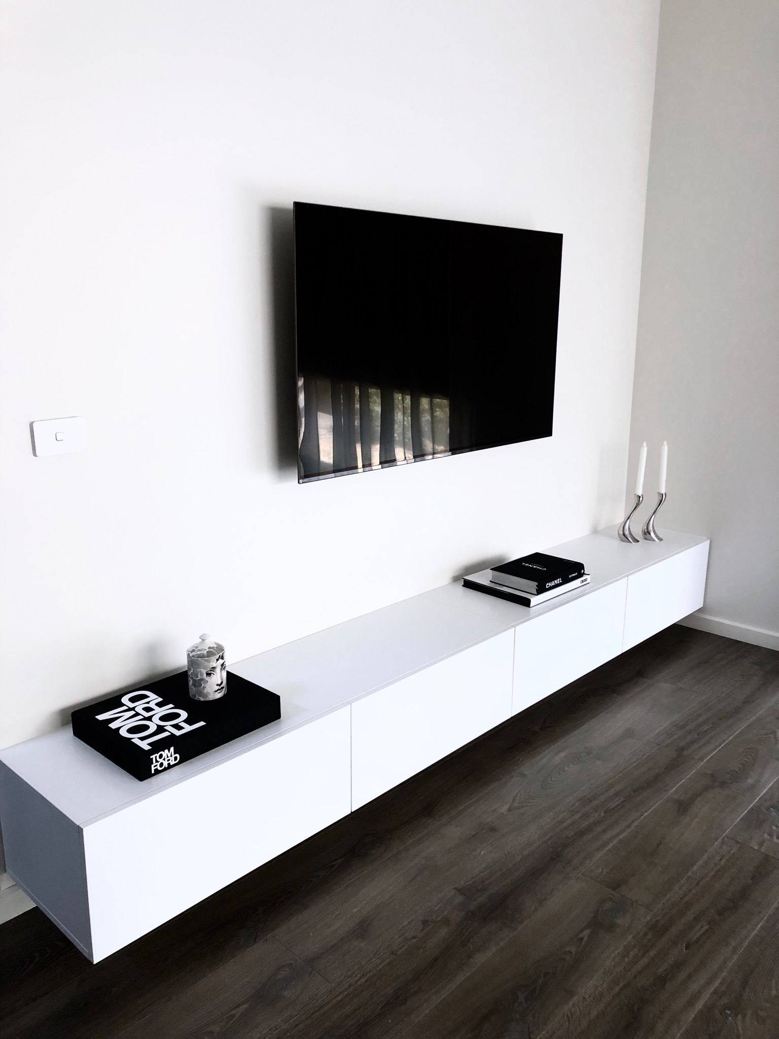 3m White Floating TV Unit