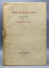NEW FOUND LAND: FOURTEEN POEMS, by Archibald MacLeish - 1930 [1st ed., Provenance]