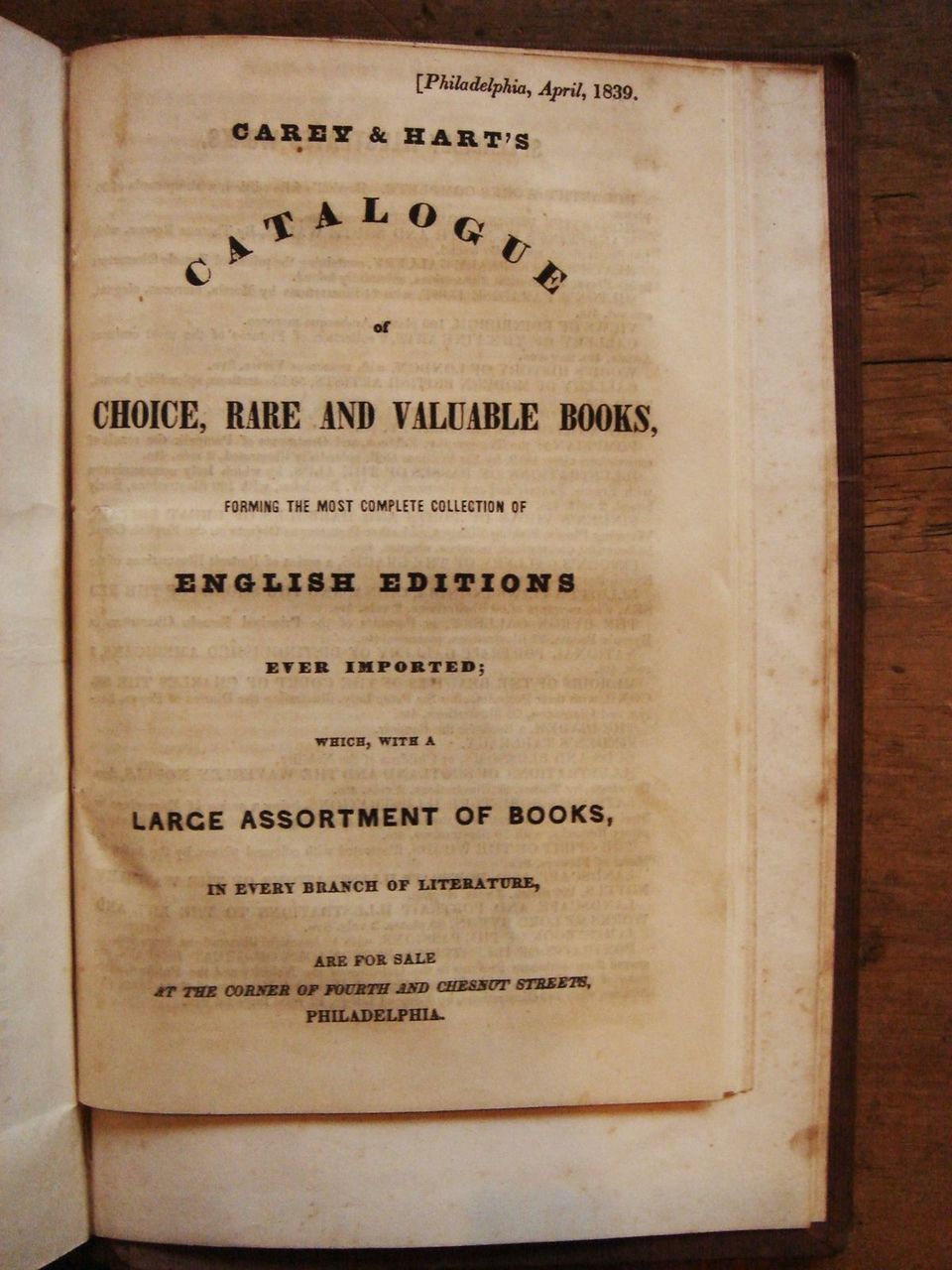 CONFESSIONS OF HARRY LORREQUER, by Charles Lever; + CAREY & HART CATALOGUE - 1839 [single-bound]