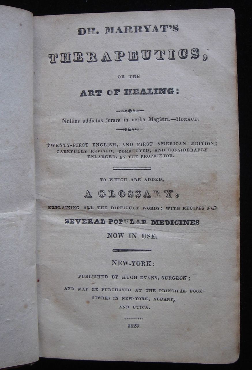 DR. MARRYAT'S THERAPUTICS, OR THE ART OF HEALING - 1828 [1st US Ed]