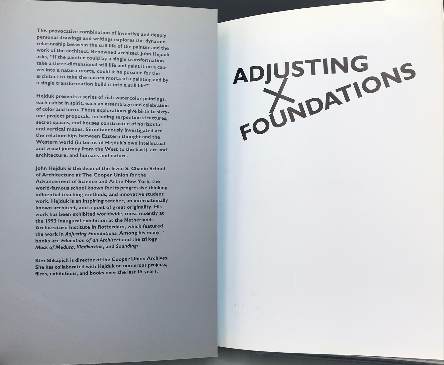 ADJUSTING FOUNDATIONS, by John Hejduk - 1995 [Signed First Edition 