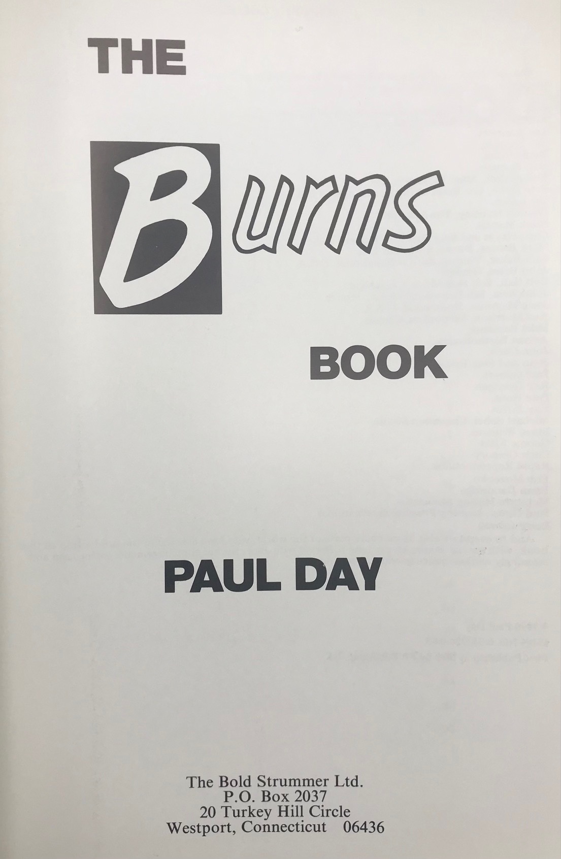 THE BURNS BOOK, by Paul Day - 1990 [Reissue] | Panoply Books