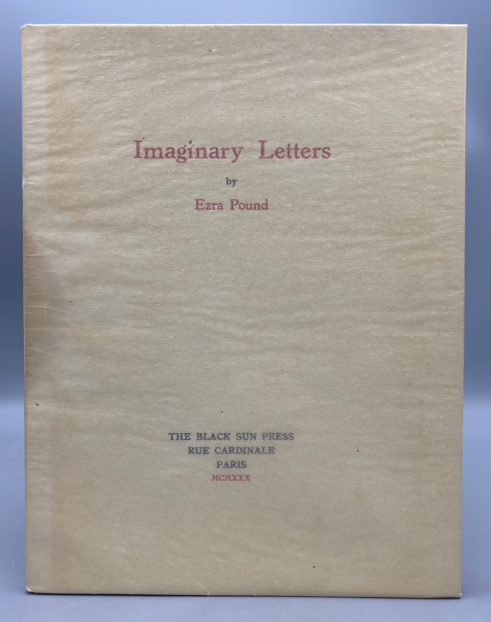 IMAGINARY LETTERS, by Ezra Pound - 1930 [1st Ed., Ltd., Black Sun Press]