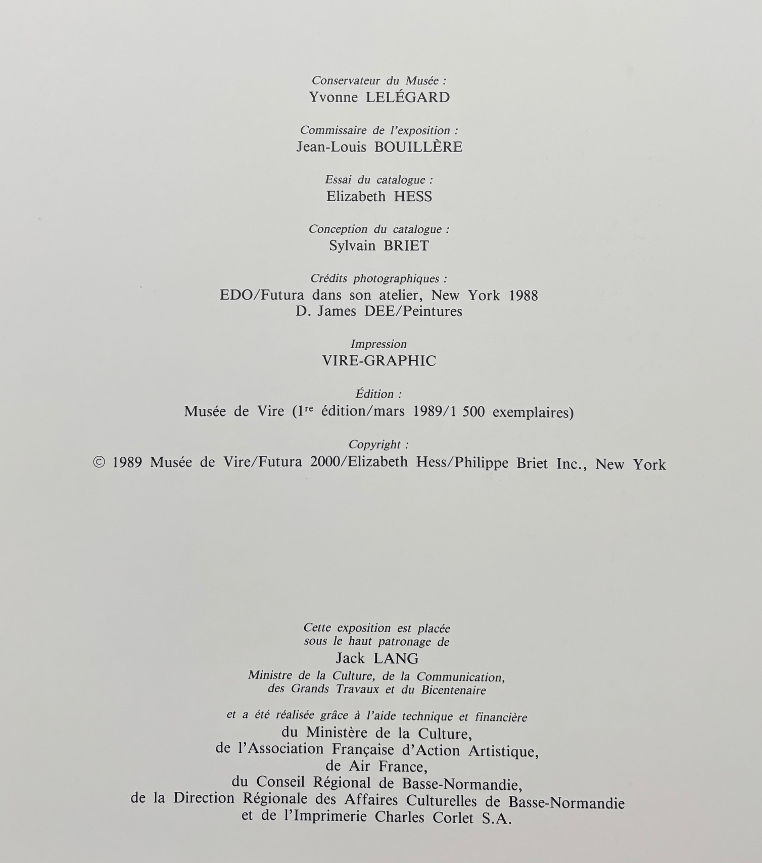 FUTURA 2000: OEUVRES RECENTES - 1989 [1st Ltd. Ed./DJ] | Panoply Books