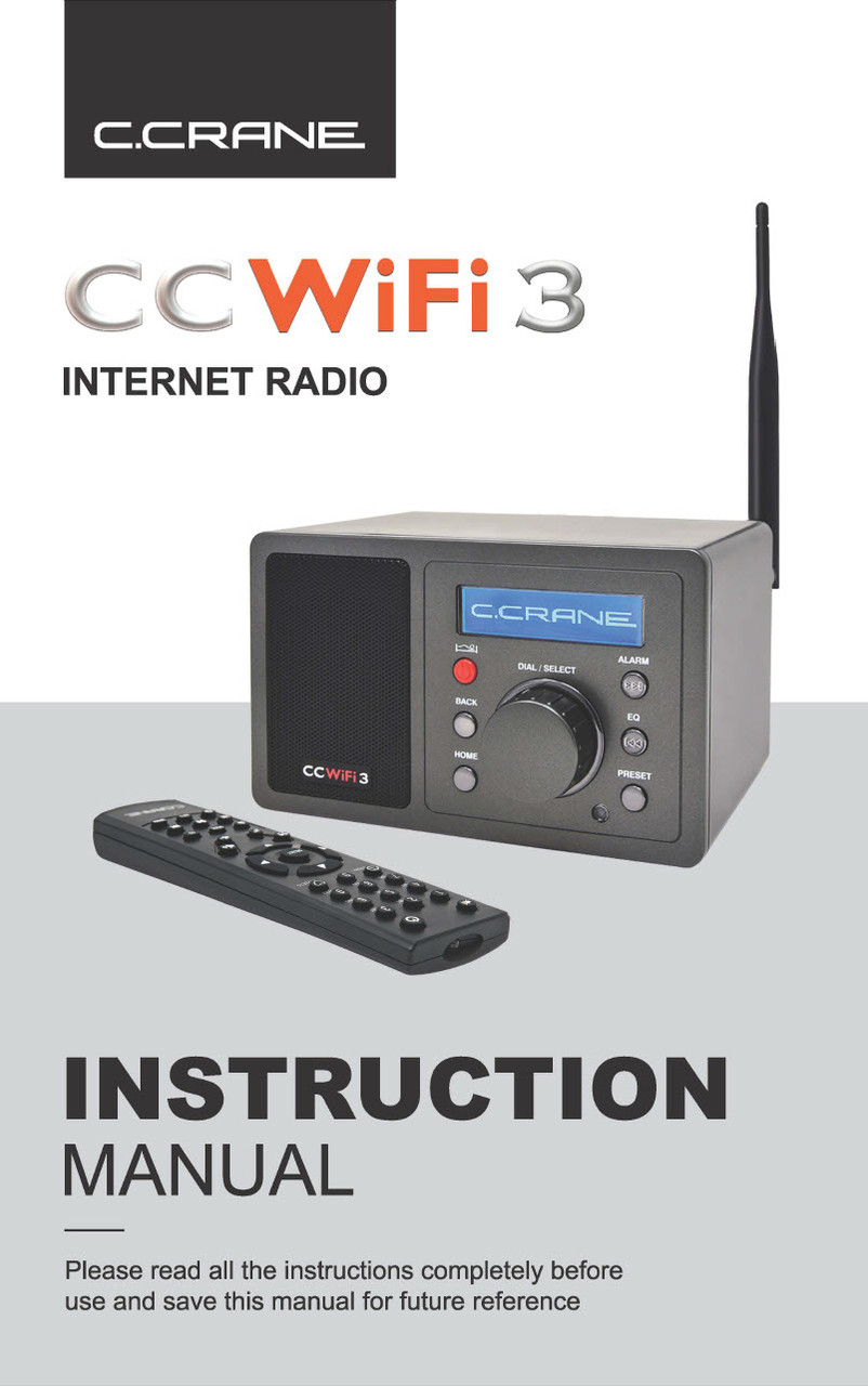 C. Crane CC WiFi 3 Internet Radio with Skytune, Bluetooth Receiver, Clock  and Alarm with Remote Control, Access to Thousands of Radio Stations