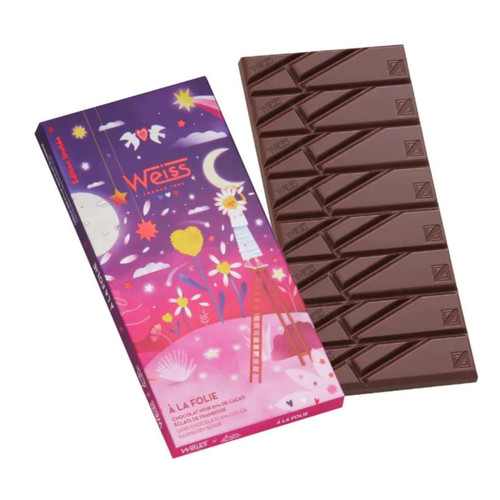 Weiss La Folie 67% Dark Chocolate Bar with Raspberry 90g