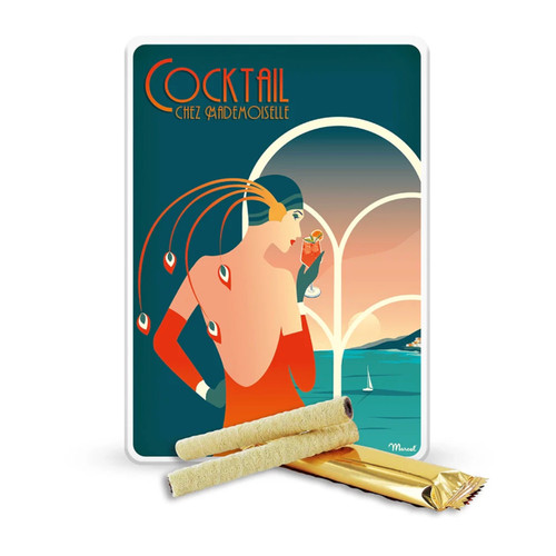 Sacré Marcel Cocktail Tin of Wafer Rolls Filled with Hazelnut & Chocolate Cream 39g