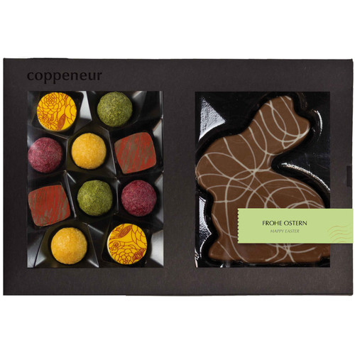 Coppeneur Chocolate Bunny + 10 Fruity Pralines Gift Box 200g