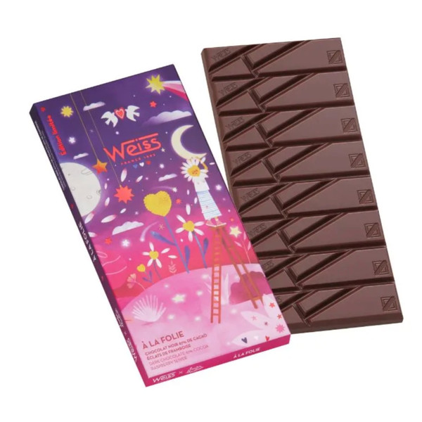 Weiss La Folie 67% Dark Chocolate Bar with Raspberry 90g